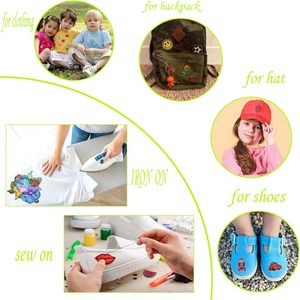 60 parches bordados de estilos surtidos aleatorios, colores vivos brillantes, apliques de parche para coser/planchar para ropa, vestido, - Product Image 3