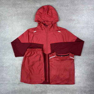 Conjunto Deportivo de Chaqueta Cortavientos y Pantalones Cortos de Nailon Ecológico con Capucha y Estampado Personalizado para Hombre, Tendencia al por Mayor - Product Image 3