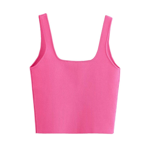 Débardeur court personnalisé femmes dames décontracté côtelé débardeur respirant tricoté vêtements été court 2025 - Product Image 3