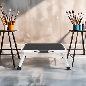 Well Home - Taburete Plegable de Metal Antideslizante de 1 Paso en Blanco y Negro, Muebles para el Hogar - Product Image 3