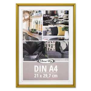 Cadre d'affichage moderne en aluminium doré pour affiches 21x29,7cm DIN A4, pour photos et tableaux, décoration intérieure, disponible en tailles 30x40, 50x70, 70x100 - Product Image 3