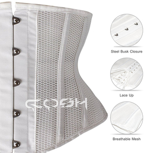 คอร์เซ็ทตาข่ายสีขาวแบบสั้น ทรงใต้หน้าอก พร้อมตัวล็อคด้านหน้า - Product Image 4