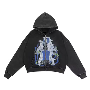Service OEM Personnalisé – Nouveauté : Sweats à Capuche Unisexe Zippés, Séchage Rapide, Respirants, Effet Délavé, Épaules Tombantes, 100% Coton Molletonné/French Terry - Product Image 2