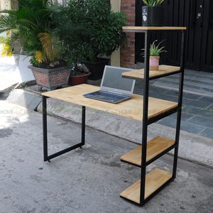 SFBK006-Minimalist Design <b>Workstation</b> with Iron and Wood Frame High Quality Rubberwood Material - Product Image 4