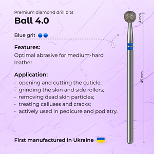Broca Profesional de Diamante para Uñas, 4.0mm, Grano Azul, para Cuidado de Cutículas con Lima Eléctrica - Product Image 3
