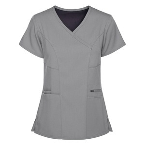 Tenues de travail pour femmes, anti-rides, extensibles, écologiques, en tricot, à manches courtes, pour usage hospitalier - Product Image 3