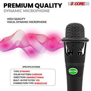 5 Core Podcast Equipment Bundle w Cardioid Dynamic XLR Microphone <b>Mini</b> <b>Desk</b> Stand XLR to 1/8” Cable - Product Image 4