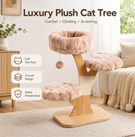 Arbre à chat écologique et durable, antidérapant, avec perchoir moelleux, lits en peluche et jouets suspendus pour chats