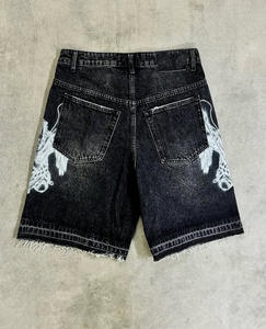 Pantalones Cortos de Mezclilla Personalizados de Alta Calidad Estilo Y2K con Parches Bordados Desgastados, Fabricante de Jorts Cargo para Hombre con Pedrería - Product Image 2