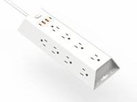 Soket ekstensi Strip daya listrik Multi Plug industri standar US 12 outlet AC 2 USB-A 2 USB-C Perlindungan lonjakan tahan lama