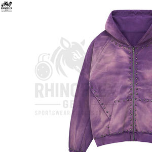 Sudadera con Capucha y Cremallera Lavada al Ácido de Alta Calidad, Precio de Venta al por Mayor, Sudadera con Capucha Lavada al Ácido, Sudadera con Capucha Básica de Algodón Mezclado Lavada al Ácido - Product Image 4