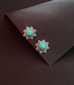 Señoras 925 plata esterlina bohemio Stud pendientes moda preciosa turquesa piedra preciosa diseñador joyería boda compromiso regalo - Product Image 4