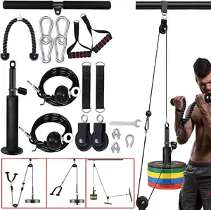 Pulley Cable System Gym, Upgraded 2 Weight Cable Pulleys Attachments for Tricep Bicep Forearm LAT Lift Pull Down, Workout Pulley