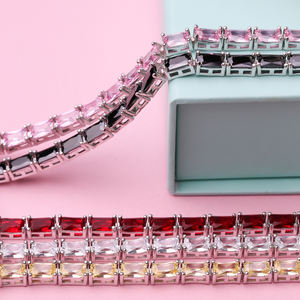 Negro CZ piedra rectángulo Baguette corte 925 plata esterlina venta al por Mayor turco hecho a mano pulsera de tenis - Product Image 4