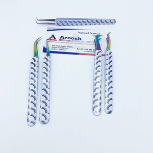 Pince à épiler d'extension de cils en acier inoxydable de haute qualité en gros pointe arc-en-ciel avec impression de cils pointe durable et pointue - Product Image 4