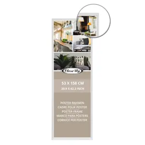 Marco de Fotos de Madera de Estilo Clásico Blanco de 53 x 158 cm, Marco de Fotos de MDF con Frente de Vidrio, Patrón Cuadrado, para Colgar, Espejo A4, Póster A3 - Product Image 1