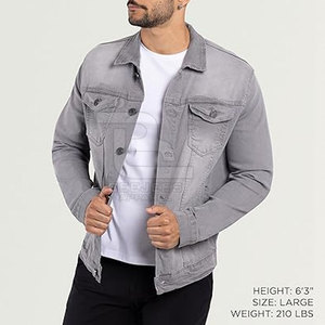 Chaqueta vaquera lavada con ácido para hombre hecha en algodón con logotipo personalizado al por mayor, chaqueta vaquera lavada con ácido transpirable para uso en exteriores para hombre - Product Image 3