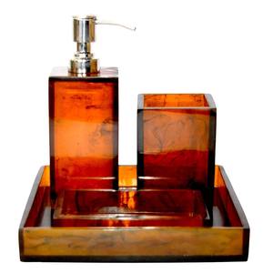 Ensemble de salle de bain en résine de luxe personnalisable en gros distributeur de savon personnalisé porte-brosse à dents gobelet pour hôtel décoration intérieure - Product Image 1