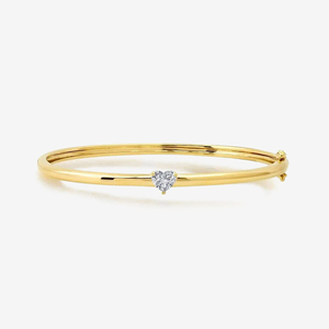 Pulsera de Plata de Ley 925 Chapada en Oro para Mujer, Joyería Gruesa y Grande, Brazalete de Corazón con Circonitas Cúbicas - Product Image 1