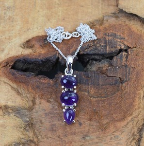 Bijoux en améthyste pour femmes Bijoux pendentifs en argent de style bohème Bijoux en argent sterling 925 Tendance Pendentif fait main Cadeau pour maman - Product Image 4