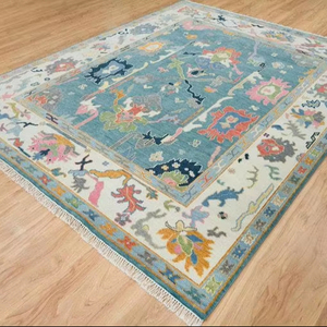 พรมปูพื้นขนแกะสีซีด5x8กลางปรับแต่งได้สำหรับห้องนอนและห้องนั่งเล่นชุดพรมตุรกีสีฟ้าและสีเบจมีขนาดอื่นให้เลือก - Product Image 1