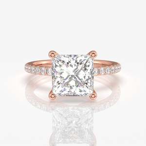 Princess Cut Moissanite Diamond <b>Ring</b> Pave Sterling Silver Unique and Elegant Jewelry Piece - Product Image 6