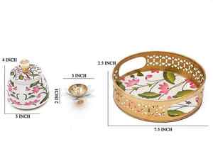 Plateau rond en métal décoratif pour servir avec un design artistique imprimé pour la maison, l'hôtel, le restaurant, les cadeaux de mariage, l'affichage, les marchésX - Product Image 2