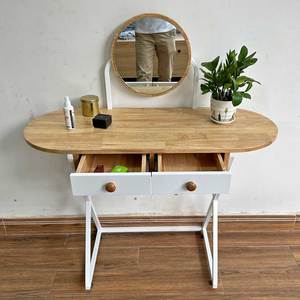 Minimalist Natural Wood <b>Makeup</b> <b>Vanity</b> Table with Iron Legs Mini Dressing Table for Hotels-BTD68061 - Product Image 5