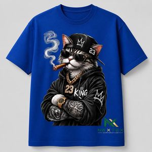 เสื้อยืดโอเวอร์ไซส์ลายการ์ตูนแมวคิงสำหรับผู้ชาย สไตล์ลำลองฮิปฮอป สตรีทแวร์ ผ้าฝ้ายระบายอากาศดี พิมพ์ลายกราฟิก เหมาะสำหรับฤดูร้อน - Product Image 6