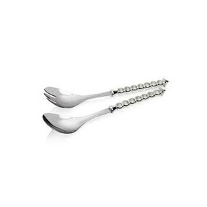 Cubiertos elegantes y económicos de acero inoxidable, servidor de ensalada pulido plateado con juegos de cucharones con mango grueso hecho a mano - Product Image 1