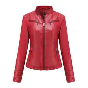 Manteau en cuir pour femme de qualité supérieure à manches longues avec fermeture éclair Veste en cuir surdimensionnée pour femme - Product Image 2