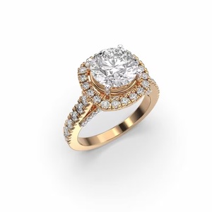 Anillo de diamante cultivado en laboratorio de corte redondo, banda de compromiso de oro blanco de 14 quilates, Diamante ecológico HPHT - Product Image 2