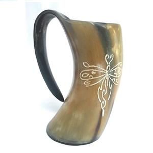 Corne à boire de buffle avec corne sculptée Antique Viking Articles de fête à boire utiliser l'Inde artisanat échantillon gratuit - Product Image 4