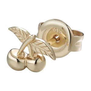 Boucles d'oreilles clous Giometal de luxe en <span class=keywords><strong>or</strong></span> massif 14 carats, motif cerise, haute qualité, pour <span class=keywords><strong>cartilage</strong></span>, bijoux fins, vente en gros directe usine - Product Image 3