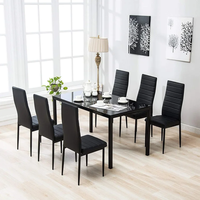 Échantillon gratuit, ensemble de table à manger pas cher avec 6 chaises, style moderne classique, ensemble de table à manger de luxe en verre pour 8 personnes