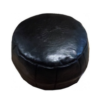 Pouf ottoman en cuir marocain noir fait main, décoration traditionnelle pour la maison, repose-pieds pour chambre, salon, appartement, extérieur