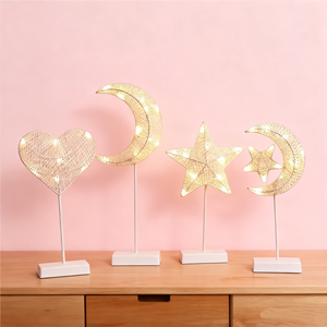 Pafu luna stella Ramadan lampada da scrivania luci di natale <span class=keywords><strong>notte</strong></span> gabbia di metallo LED stella <span class=keywords><strong>amore</strong></span> albero LED lampade da tavolo luna stella - Product Image 3