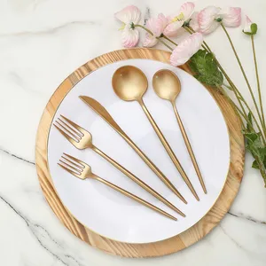 การออกแบบที่ทันสมัยชุดช้อนส้อมแต่งงานเครื่องครัวเครื่องเงินอาหารเย็นเครื่องเสิร์ฟเวอร์ทองสแตนเลสกระจกขัดช้อน - Product Image 1