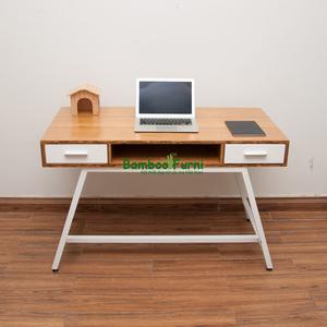 BB001a Muebles Escolares Escritorio de Madera de Bambú Laminado con Estantería 120x60x75 (cm) - Product Image 3