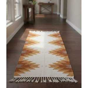 Handwoven <b>Jute</b> Kilim <b>Runner</b> <b>Rug</b> Southwestern Boho Geometric Design Anti-Slip Luxury Floor Mat - Product Image 3