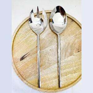 Juego de Cubiertos para Ensalada de Acero Inoxidable Plateado de Alto Pulido para Comedor, Cuchara y Tenedor de Metal con Acabado Espejo para Hoteles de Lujo - Product Image 1