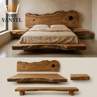 Maßgefertigtes Natürliches Massivholz-Hotelbett mit Naturkante für Luxus-Resorts, Villen und Hotelzimmer-Projekte
