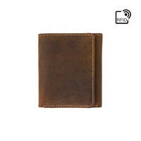 Visconti Dompet RFID Kulit Lipat Tiga Terbuka Pendek Vintage dengan Warna & Logo Khusus untuk Hadiah Pria TDW-0038