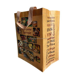 Bolsa de mano tejida de PP ecológica, logotipo personalizado, impermeable, reciclable, de algodón laminado, acabado brillante/mate, bolsa de compras de estilo moderno - Product Image 3