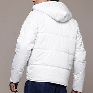 <b>Men's</b> Hooded <b>Jacket</b> Solid <b>White</b> Warm Autumn Windproof Anti-Bacterial Breathable Lightweight Zipper Design Comfortable Front - Product Image 3