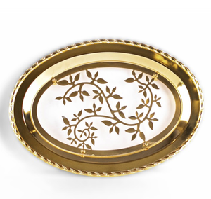 Plateau de service en métal fini argenté spécial Ramadan pour le Moyen-Orient Plateaux de plats de service polis de haute qualité pour aliments, boissons et dattes - Product Image 3