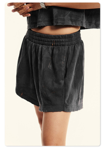 2024 personnalisé 350g haute qualité femmes Fitness entraînement respirant Shorts décontracté acide lavage femmes survêtement Sport Shorts - Product Image 4