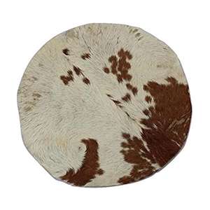 Tapis en cuir de chèvre véritable avec un motif naturel blanc et brun tacheté, peaux de tambour, cuir de vache noir et blanc moucheté - Product Image 3