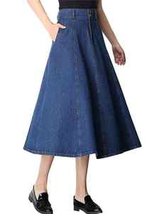 Size Ladies Fashion a <b>Line</b> Skirts and Sexy Long Style Slit <b>Jeans</b> Skirts Denim - Product Image 6