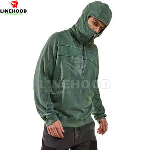 Sudadera con capucha con lavado ácido y media cremallera para hombre de último diseño 100% algodón básico para invierno patrón sólido - Product Image 1